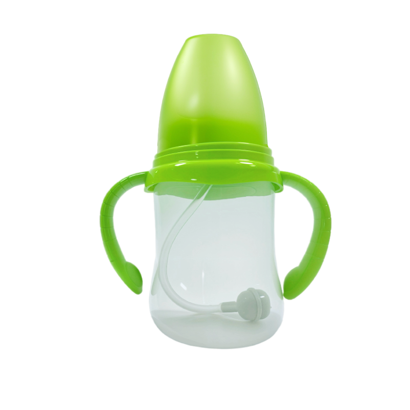 艾爾樂(lè)150ml/180ml寬口徑奶瓶條紋防滑手柄磨砂小平頭